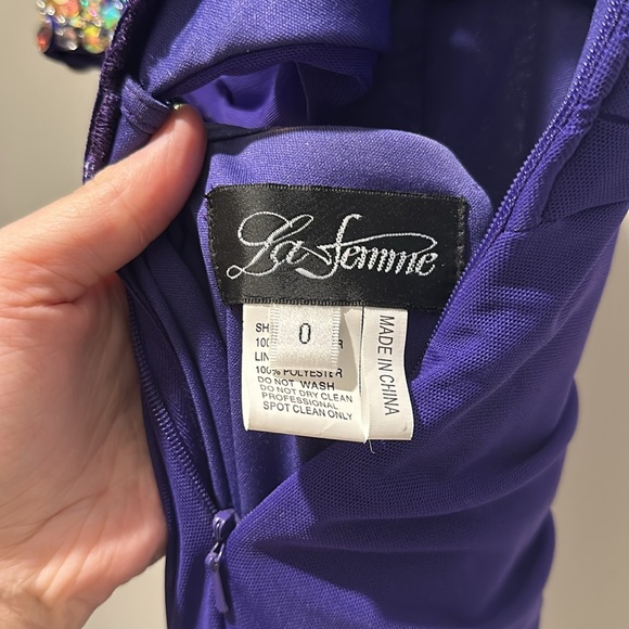 La Femme Rhinestone Strapless Prom Dress - Picture 8 of 9